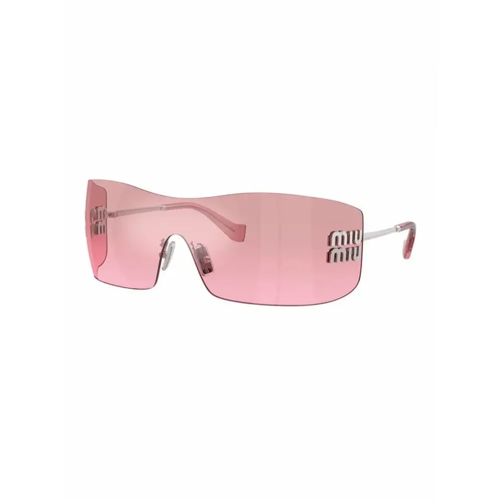 New Miu Miu MUB53S 1BC70Y Pink Rimless Shield Sunglasses Authentic